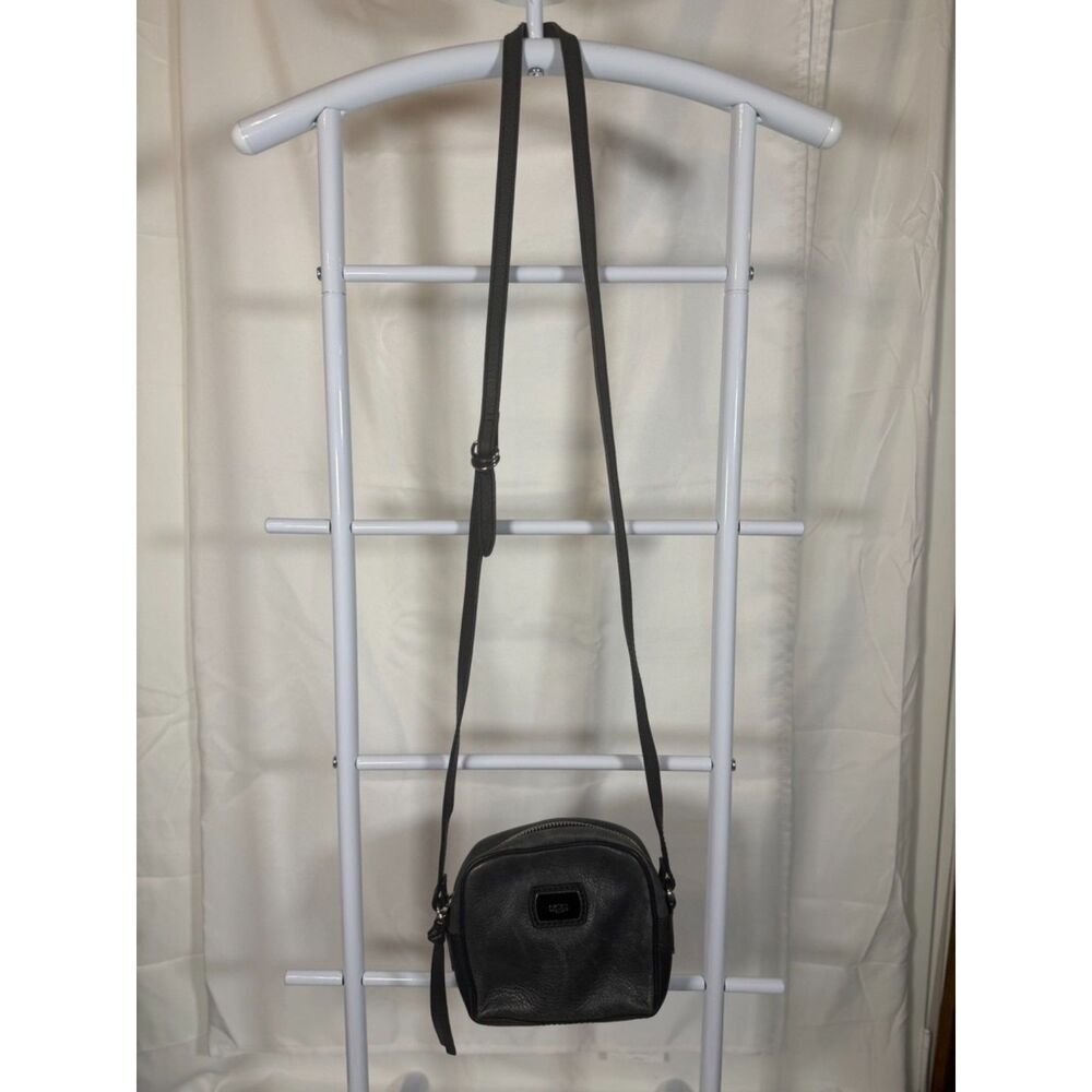 UGG Black Pebbled Leather Mini Crossbody Bag Top Handle Small Purse